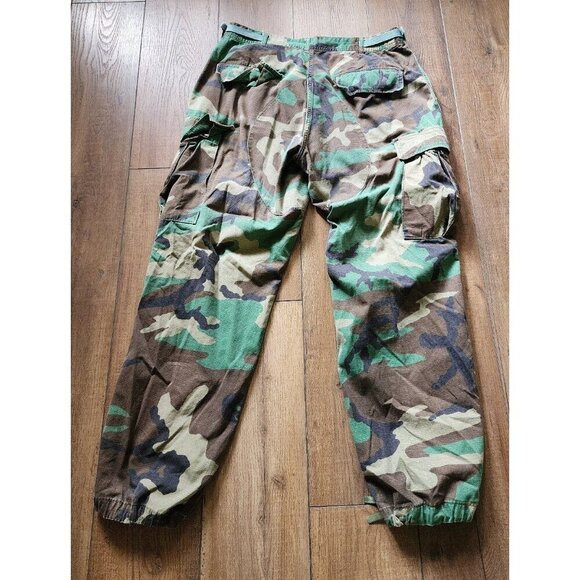 Vintage Army Military Draw String Distressed Worn Camo Cargo Pants Chinos - Picture 6 of 8
